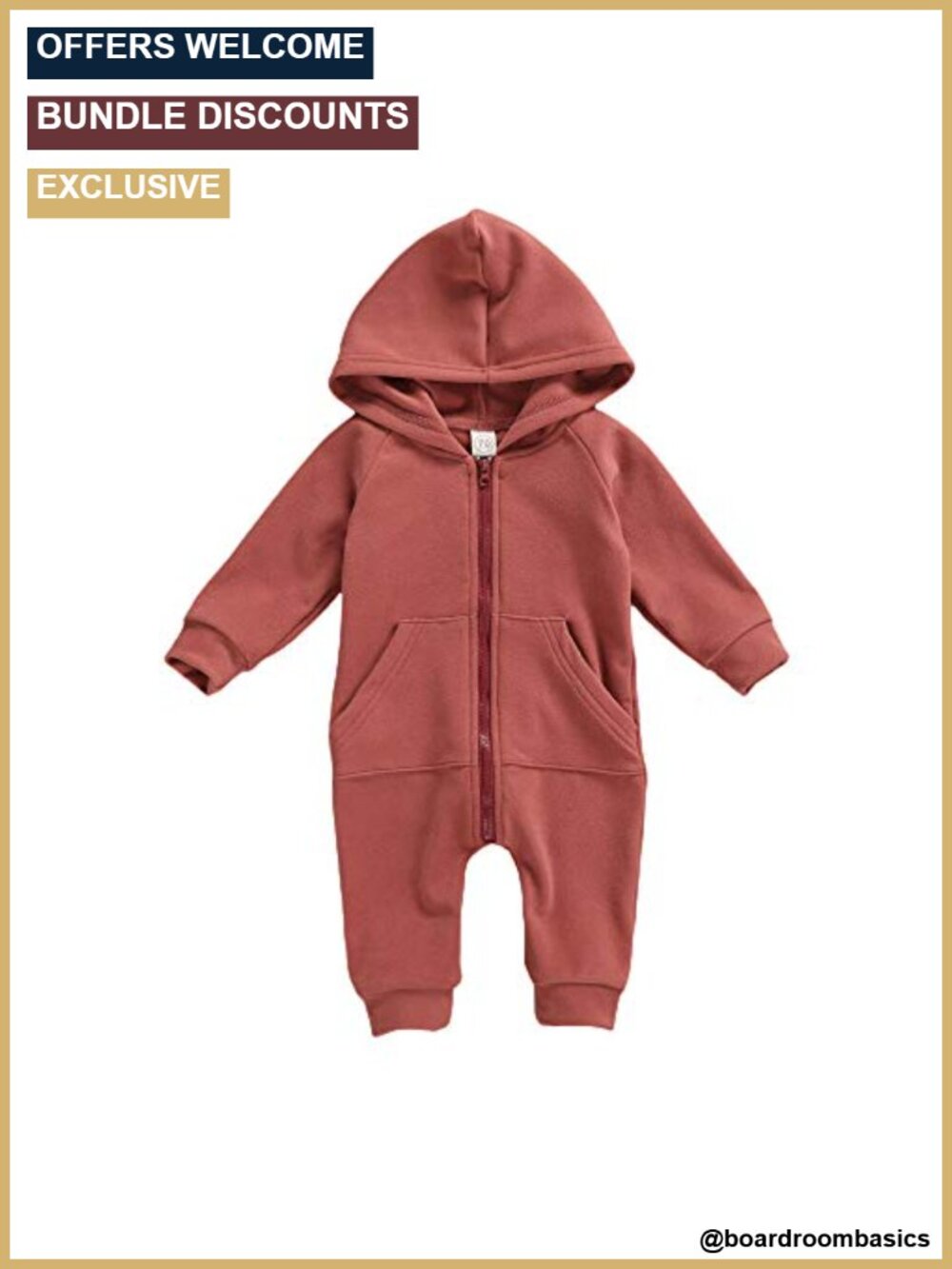 Infant Hooded Jumpsuit Romper Long Sleeve Zip Up Outfit
